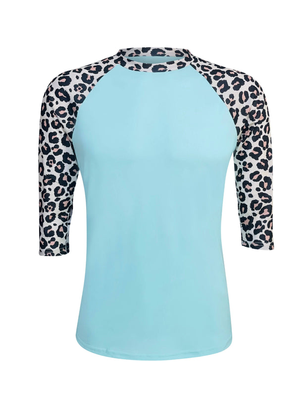 ILTEX Apparel Adult Clothing Cheetah Light Cyan Polyester Top