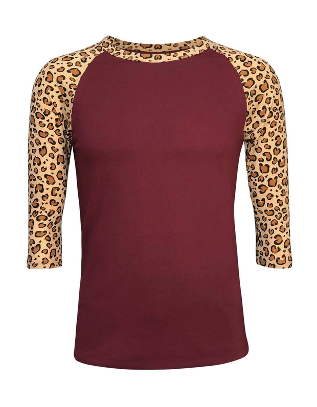 ILTEX Apparel Adult Clothing Cheetah Maroon Light Brown Top
