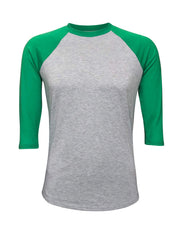 ILTEX Apparel Adult Clothing Gray/Green / Small Baseball Polyester Raglan Tee - Gray Body