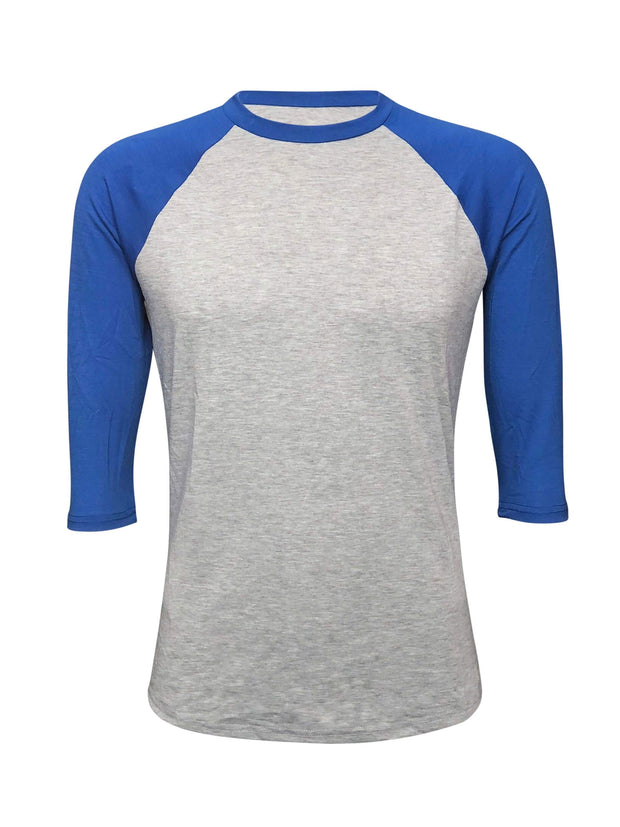 ILTEX Apparel Adult Clothing Gray/Royal Blue / Small Baseball Polyester Raglan Tee - Gray Body