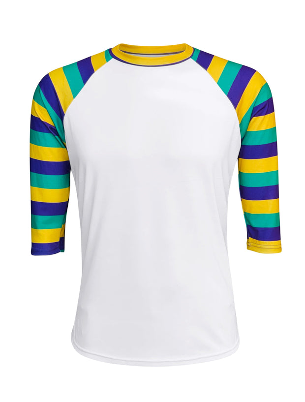 ILTEX Apparel Adult Clothing Mardi Gras Striped White Polyester Top