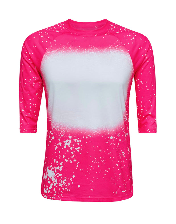 ILTEX Apparel Adult Clothing Pink / Small FAUX Bleached Raglan Tee - Adult