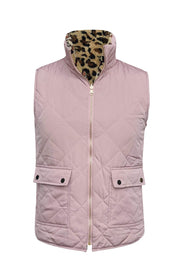 ILTEX Apparel Adult Clothing Puffer Pink Sherpa Cheetah Vest Women