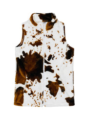 ILTEX Apparel Adult Clothing Sherpa Brown Cow Vest Women