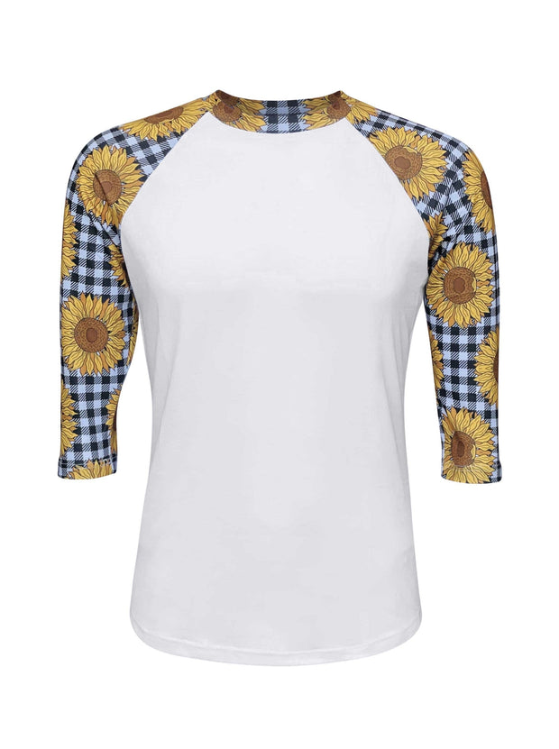 ILTEX Apparel Adult Clothing Sunflower Plaid White Polyester Top