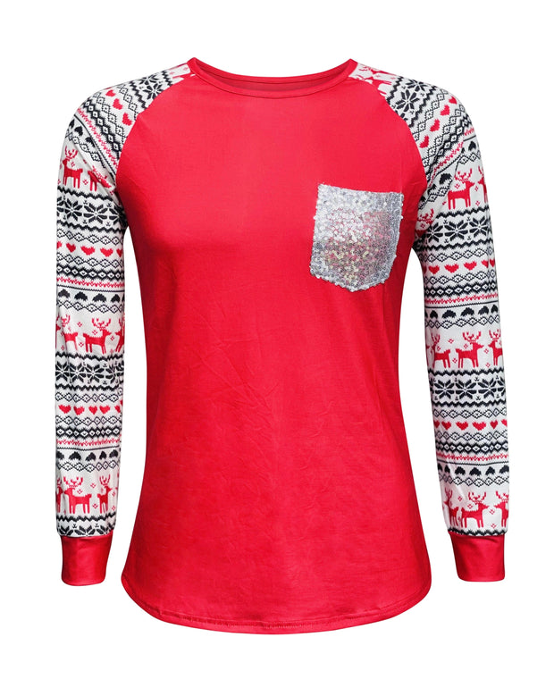 ILTEX Apparel Adult Clothing Ugly Sweater Red Sequin Top