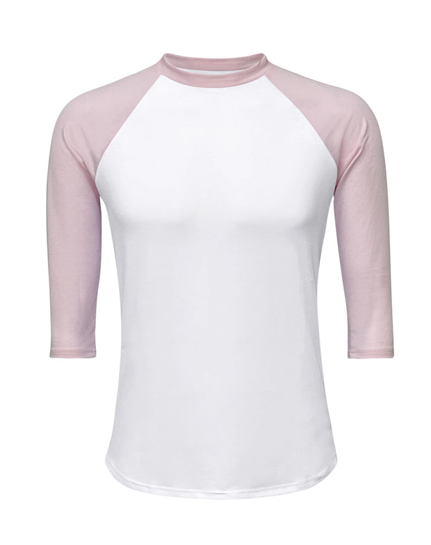 ILTEX Apparel Adult Clothing White/Light Pink / Small Baseball Polyester Raglan Tee - White Body