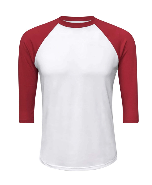 ILTEX Apparel Adult Clothing White/Red / Small Baseball Polyester Raglan Tee - White Body
