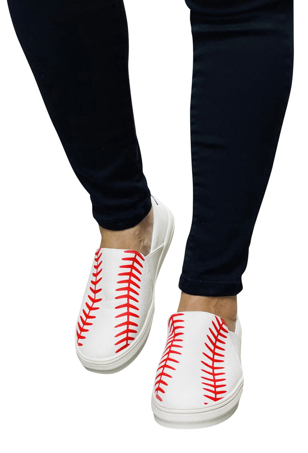 ILTEX Apparel Baseball White Slip-On Sneaker Shoes