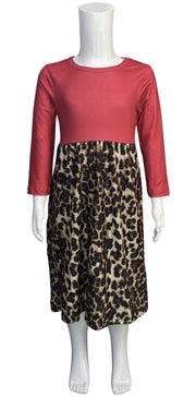 ILTEX Apparel Cheetah Red Long Sleeve Maxi Dress Kids