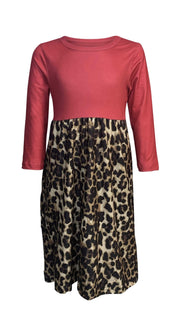 ILTEX Apparel Cheetah Red Long Sleeve Maxi Dress Kids