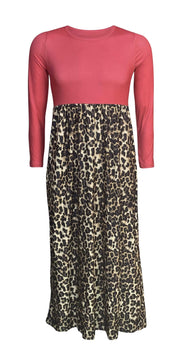 ILTEX Apparel Cheetah Red Long Sleeve Maxi Dress Women