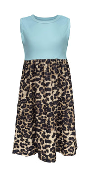 ILTEX Apparel Cheetah Turquoise Maxi Dress Kids