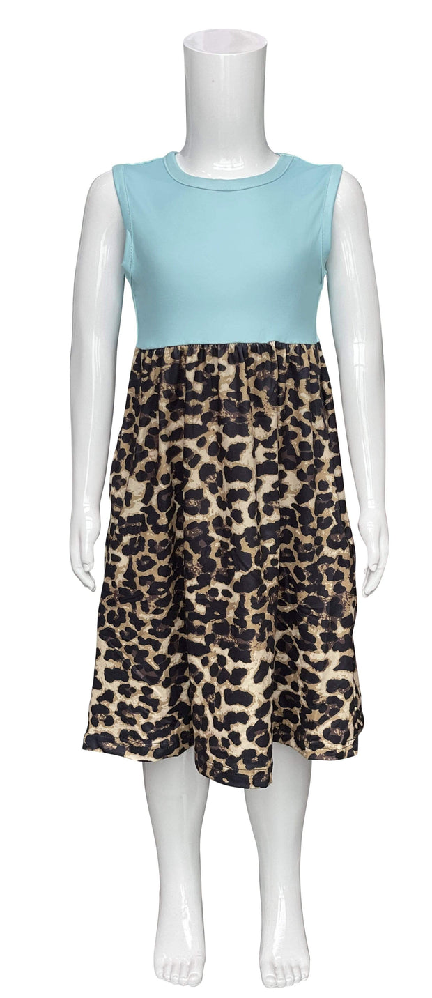 ILTEX Apparel Cheetah Turquoise Maxi Dress Kids