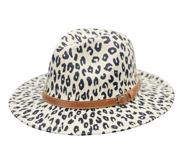 ILTEX Apparel Cheetah White Fedora Hat