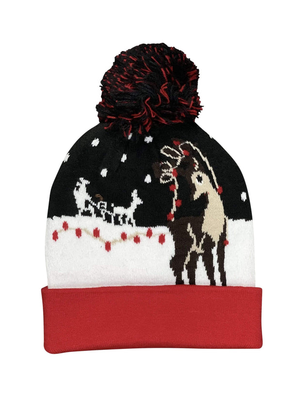 ILTEX Apparel Christmas Beanie - Reindeer Black White