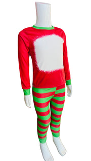 ILTEX Apparel Christmas FAUX Bleached Red Green Family Pajama Set (Kids & Adult)