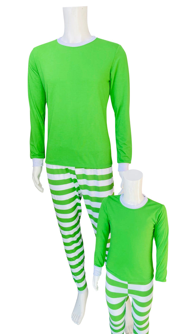 ILTEX Apparel Christmas Green White Family Pajama Set (Kids & Adult)