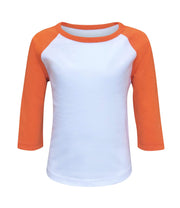 ILTEX Apparel Kids Clothing 2T / White/Orange Kids Plain Raglan 3/4 T-Shirt - White Body