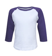ILTEX Apparel Kids Clothing 2T / White/Purple Kids Plain Raglan 3/4 T-Shirt - White Body