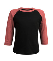 ILTEX Apparel Kids Clothing 6 Months / Black/Coral Kids Plain Raglan 3/4 T-Shirt - Black Body
