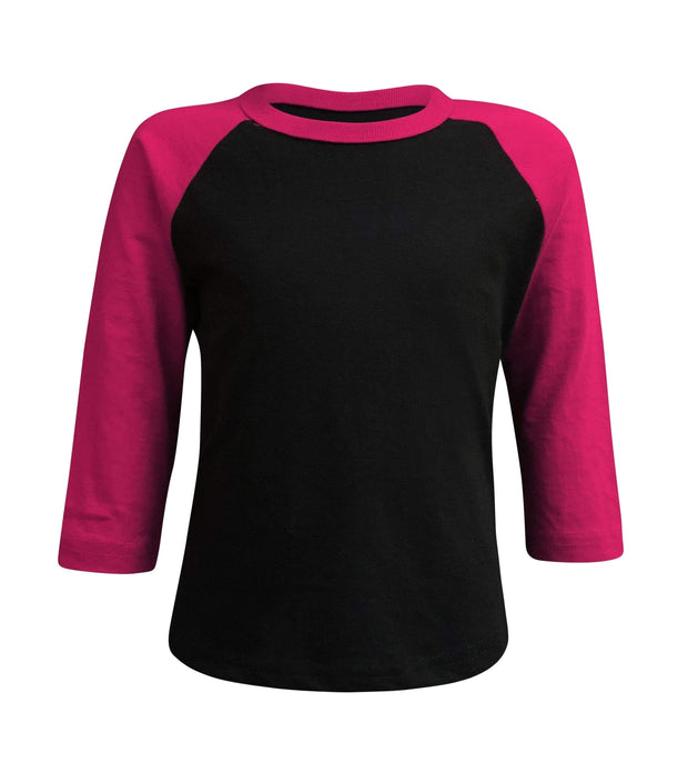 ILTEX Apparel Kids Clothing 6 Months / Black/Hot Pink Kids Plain Raglan 3/4 T-Shirt - Black Body