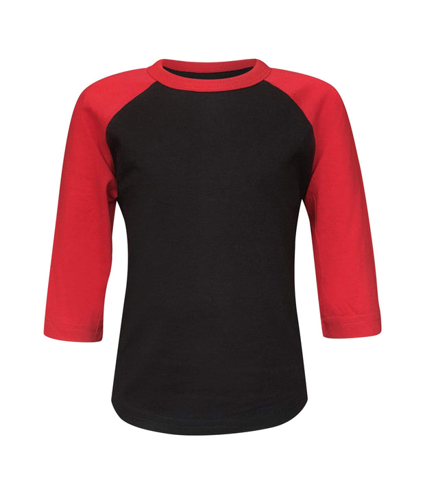 ILTEX Apparel Kids Clothing 6 Months / Black/Red Kids Plain Raglan 3/4 T-Shirt - Black Body