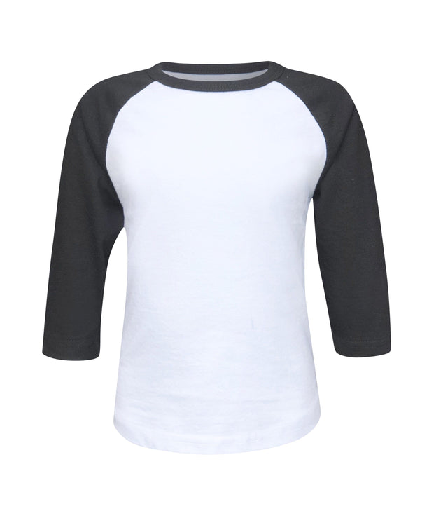 ILTEX Apparel Kids Clothing 6 Months / White/Black Kids Plain Raglan 3/4 T-Shirt - White Body