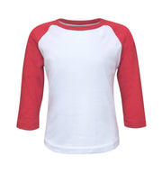 ILTEX Apparel Kids Clothing 6 Months / White/Red Kids Plain Raglan 3/4 T-Shirt - White Body