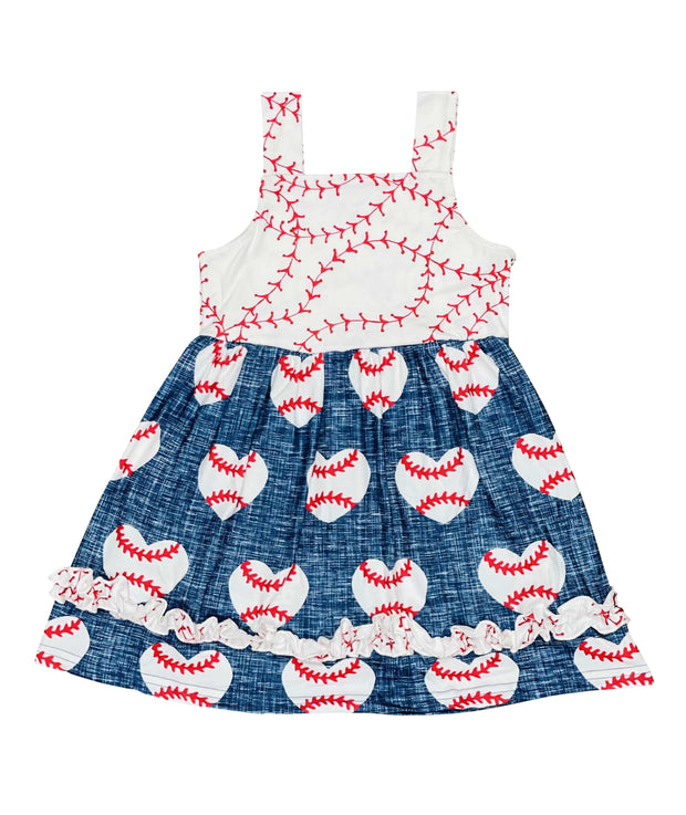 ILTEX Apparel Kids Clothing Baseball Hearts Blue White Dress Kids