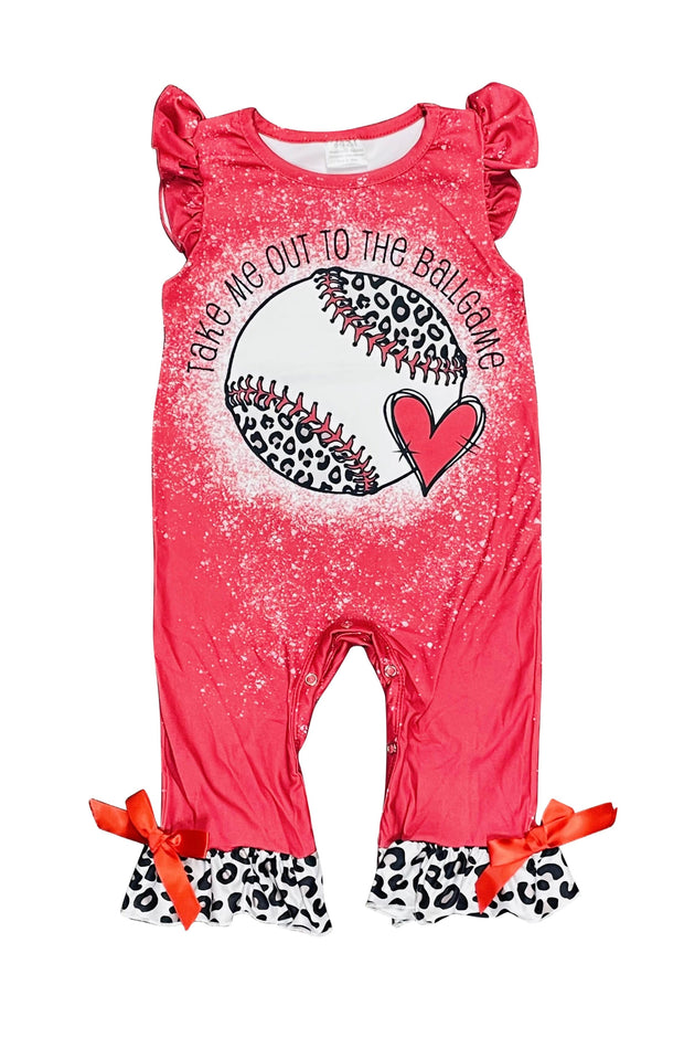 ILTEX Apparel Kids Clothing Baseball Red Cheetah Bleached Romper Kids