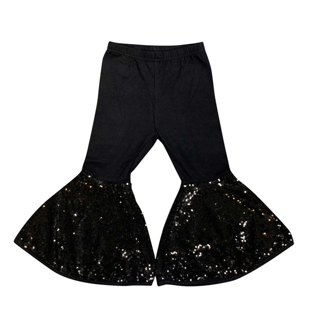 ILTEX Apparel Kids Clothing Bell Bottom Black Sequin Pants