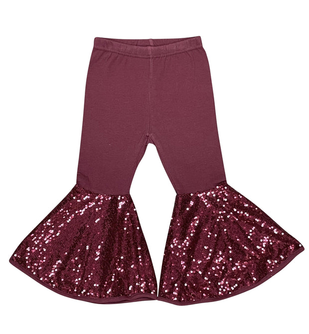 ILTEX Apparel Kids Clothing Bell Bottom Burgundy Sequin Pants