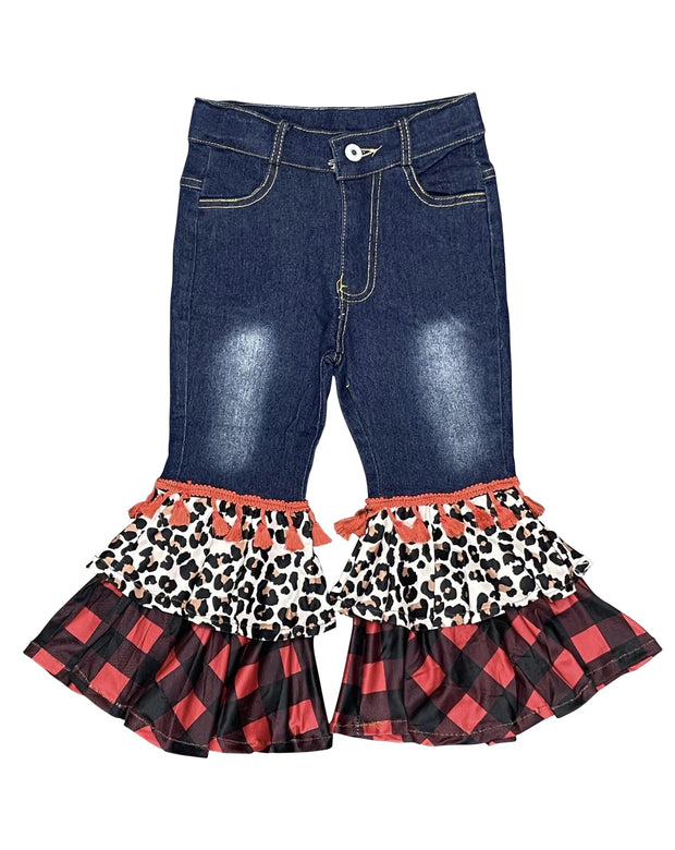 ILTEX Apparel Kids Clothing Bell Bottom Denim Plaid Cheetah Pants