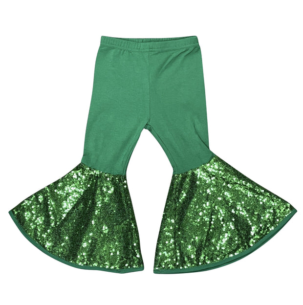 ILTEX Apparel Kids Clothing Bell Bottom Green Sequin Pants