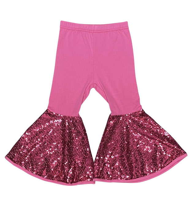ILTEX Apparel Kids Clothing Bell Bottom Hot Pink Sequin Pants