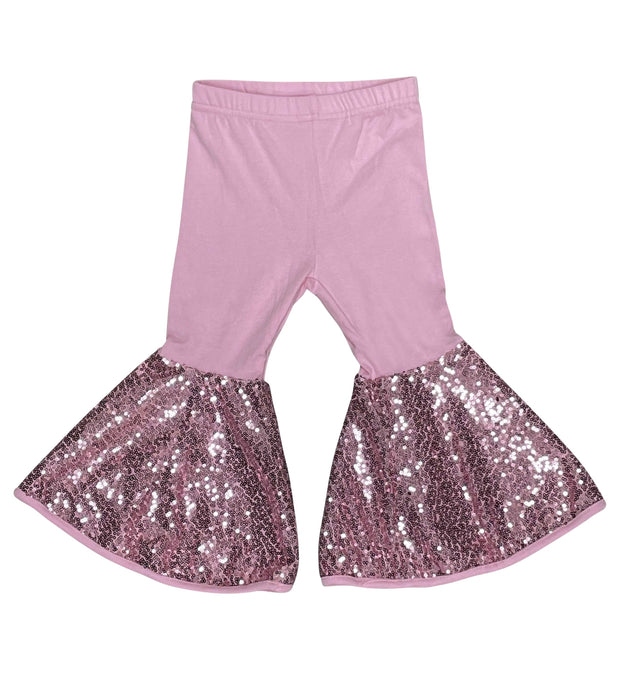 ILTEX Apparel Kids Clothing Bell Bottom Light Pink Sequin Pants