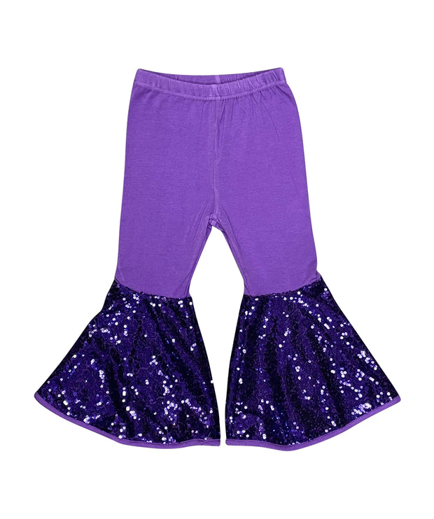 ILTEX Apparel Kids Clothing Bell Bottom Purple Sequin Pants