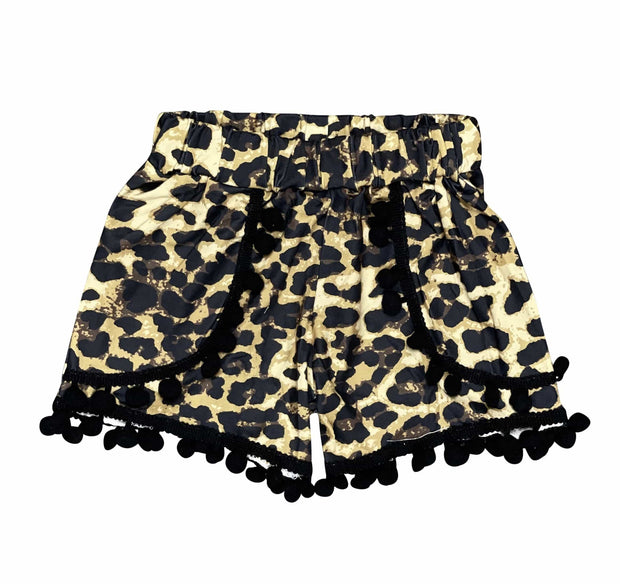 ILTEX Apparel Kids Clothing Black / 1-2 years Cheetah Pom Pom Shorts Kids