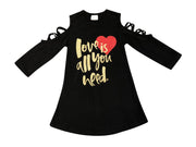 Black Cold Shoulder Dress 'Love is All You Need' - Kids
