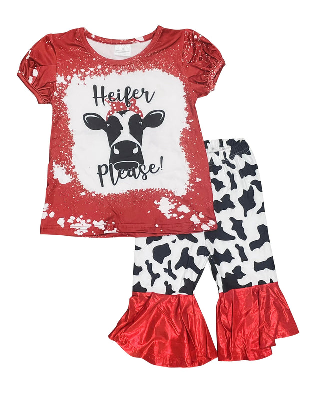 ILTEX Apparel Kids Clothing Bleached Red 'Heifer Please' Bell Bottom Outfit