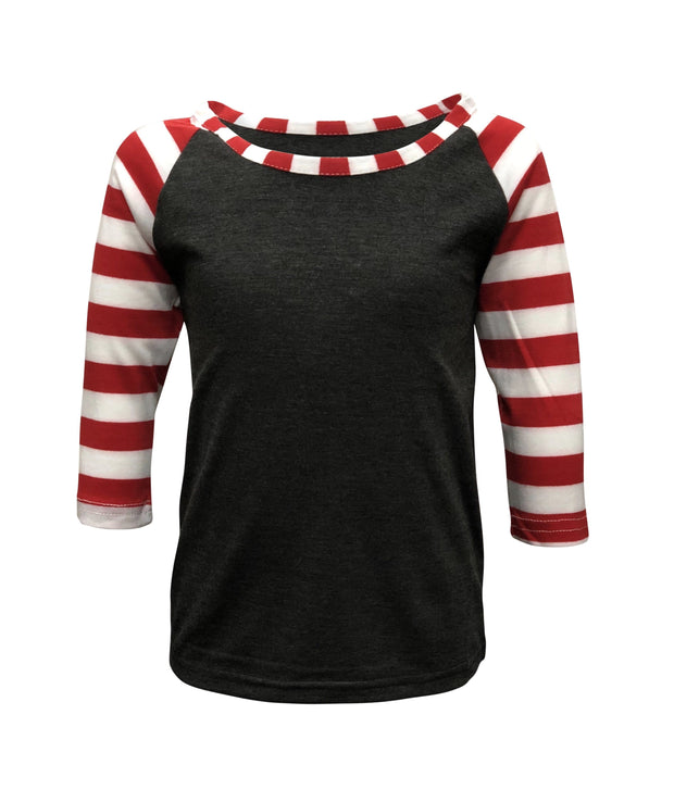 Candy Cane Charcoal Red Stripes Top Kids
