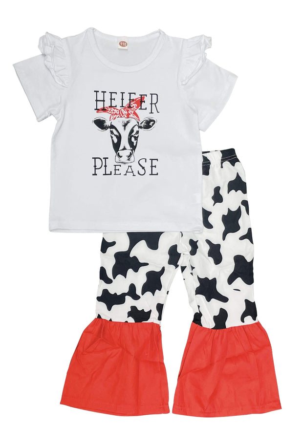 ILTEX Apparel Kids Clothing Cow 'Heifer Please' White Kids Outfit