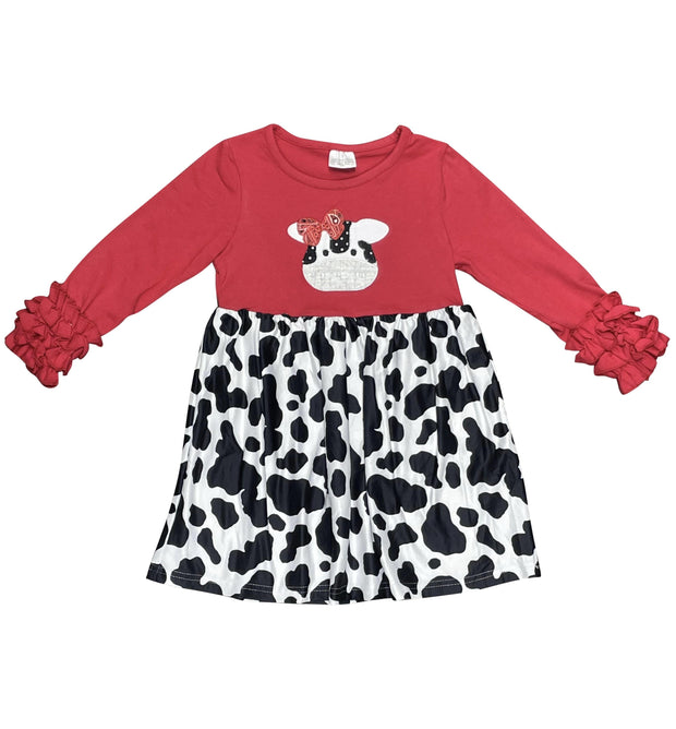 ILTEX Apparel Kids Clothing Cow Red Black Ruffle Dress