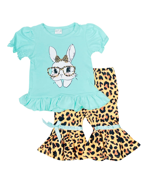 ILTEX Apparel Kids Clothing Easter Bunny Mint Cheetah Outfit