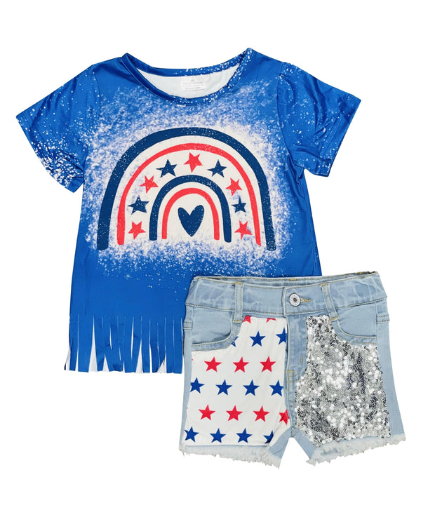 ILTEX Apparel Kids Clothing Fourth of July Bleached Denim Outfit