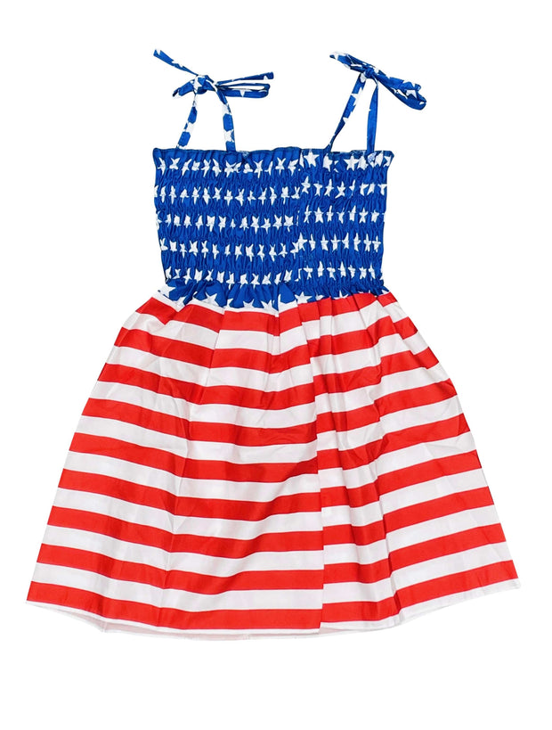 ILTEX Apparel Kids Clothing Girl's Ruched American Flag Sundress