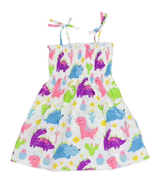 ILTEX Apparel Kids Clothing Girl's Ruched Dinosaur Sundress