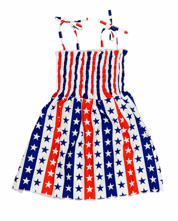 ILTEX Apparel Kids Clothing Girl's Ruched Stars & Stripes Sundress