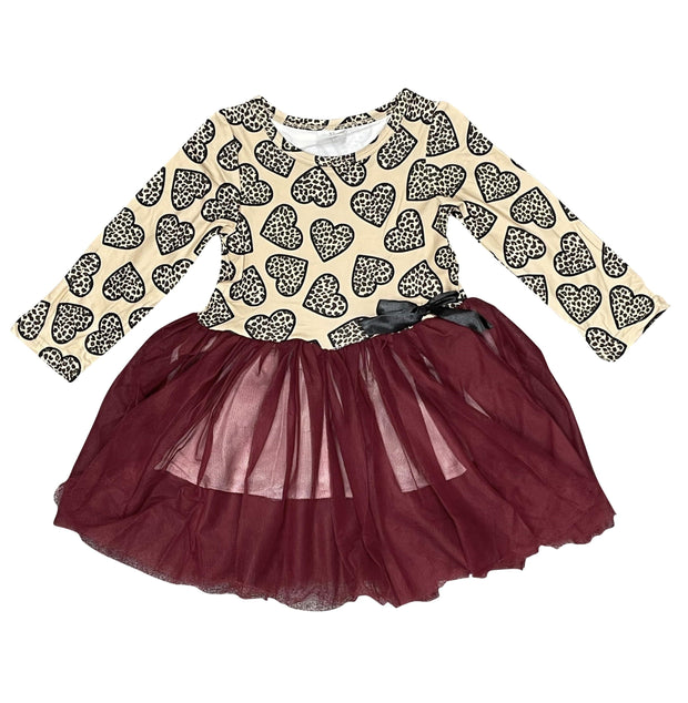 ILTEX Apparel Kids Clothing Heart Cheetah Beige Maroon Dress Kids